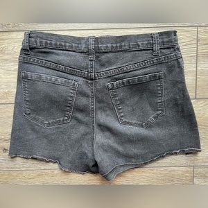 Forever21 black denim short shorts with some wear and tear